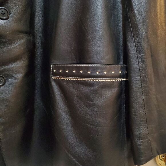Scully Men's Vintage Western Black Leather Blazer Jacket - Picture 4 of 12